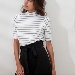 NWT- Banana Republic casual classic mock-neck striped shirt